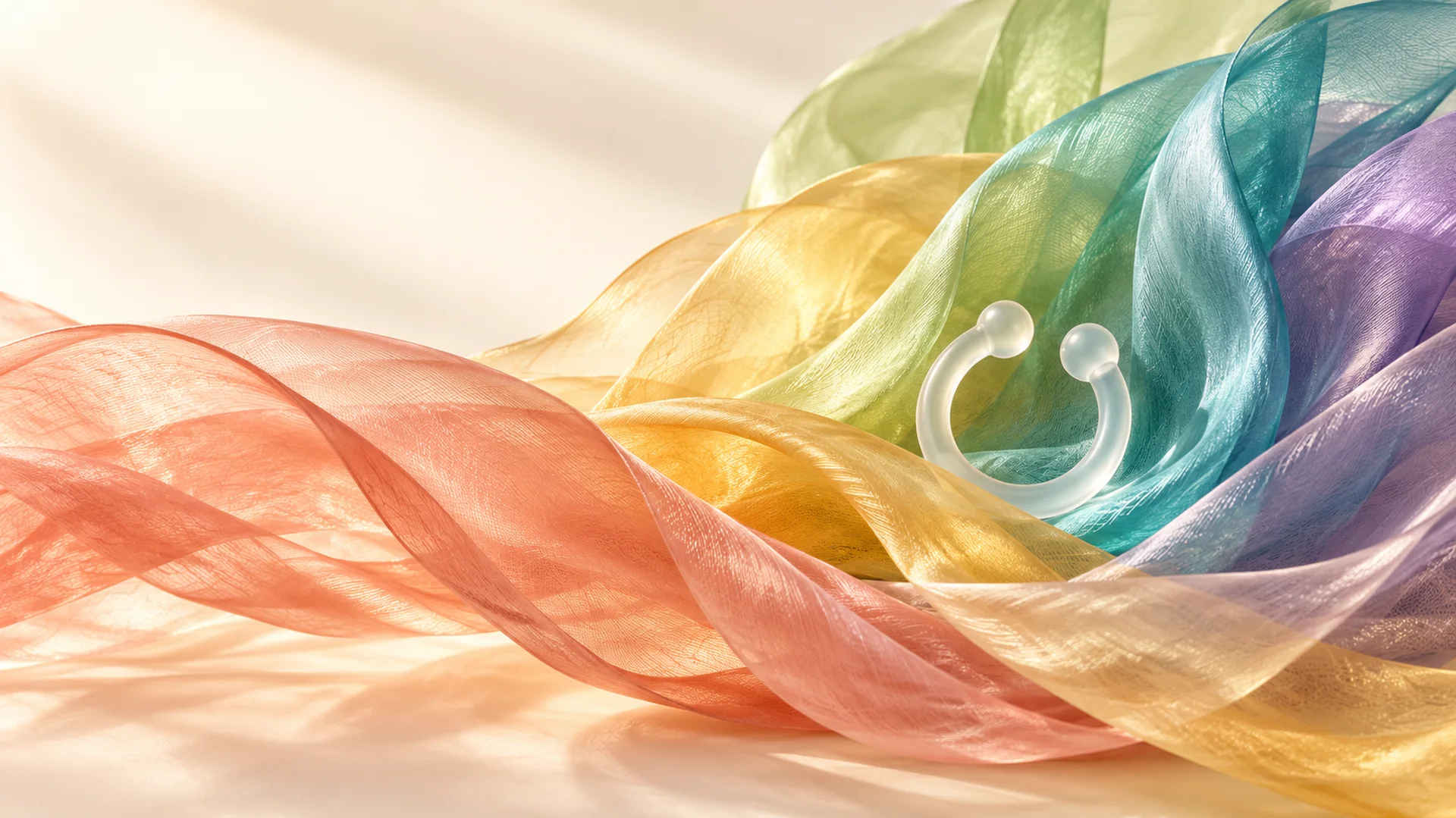 The clear NASMA ring resting on soft pastel silk
